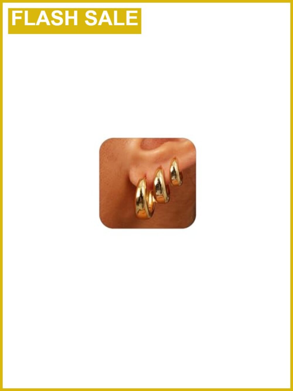 3 Pairs Gold Plated Sterling Silver Small Hoop Earrings Set Hypoallergenic